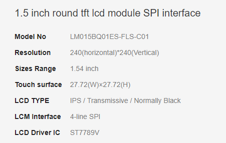 4 Linien SPI Runde TFT-Display Uhr LCD-Display-Modul 1,54 Zoll OEM/ODM 0