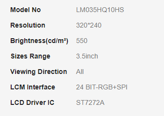 3.5-Zoll-LCD-Anzeige HVGA 320x480 IPS TFT LCD-Panel OEM ODM 0