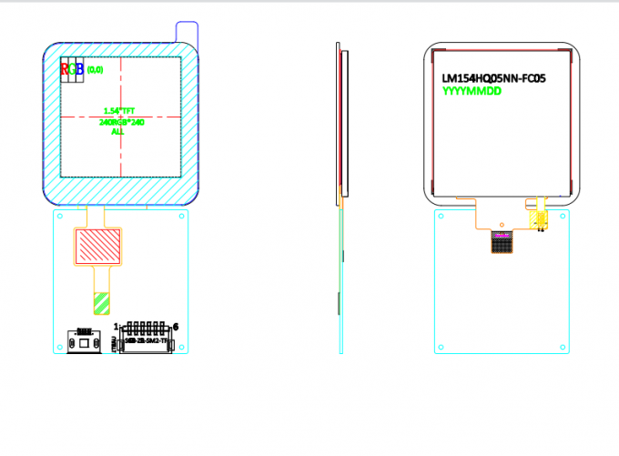 300cd/M2 Quadrat HMI-Display Smart LCD Modul 240*RGB*240 USB-Schnittstelle 3