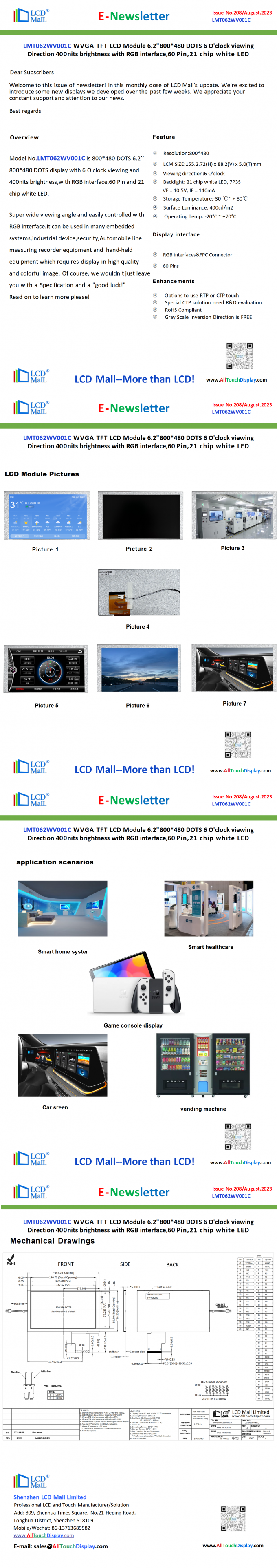 neueste Unternehmensnachrichten über Ausgabe 208 Newsletter_6.2 Zoll LMT062WV001C von LCD Mall  0