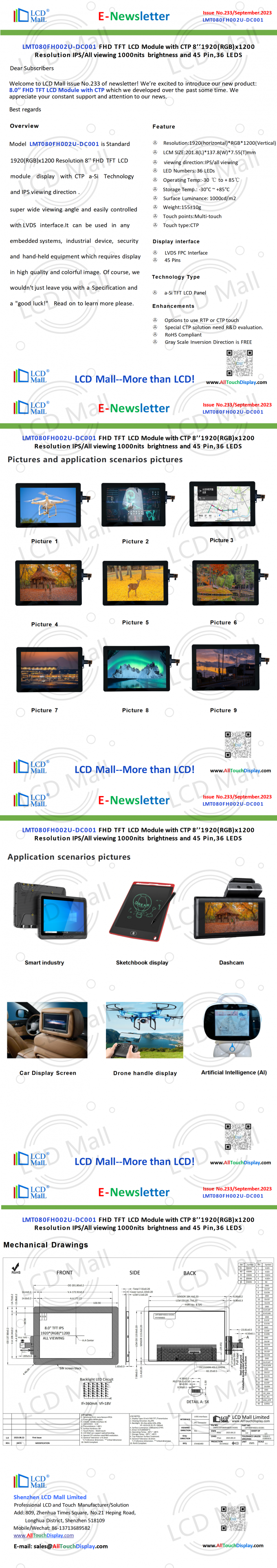 neueste Unternehmensnachrichten über Ausgabe Nr. 233 Newsletter_8.0 Zoll LMT080FH002U-DC001 von LCD Mall  0