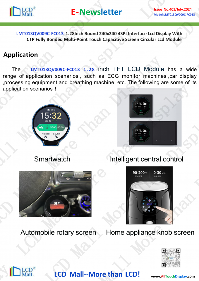 neueste Unternehmensnachrichten über Ausgabe Nr. 401 Newsletter 1,28 Zoll LT013QV009C-FC013 vom LCD Mall  3