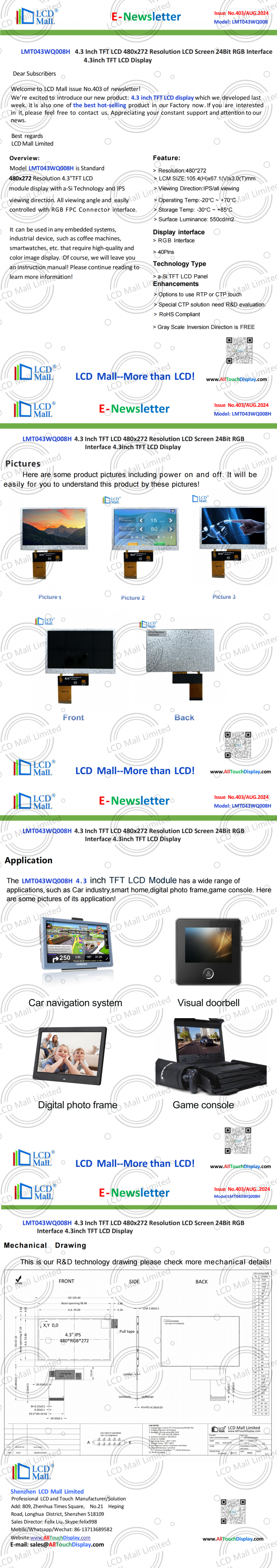 neueste Unternehmensnachrichten über Ausgabe Nr. 403 Newsletter_4.3 Zoll LMT043WQ008H von LCD Mall  0