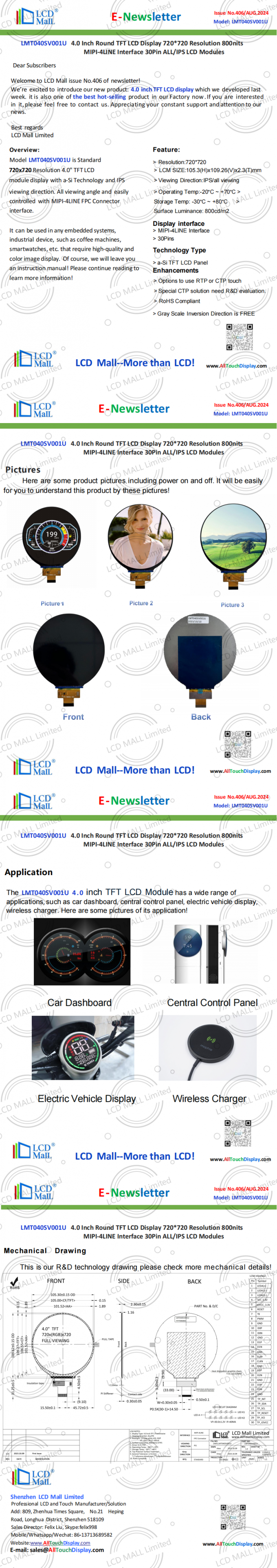 neueste Unternehmensnachrichten über Ausgabe Nr. 406 Newsletter_4.0 Zoll LMT040SV001U  0