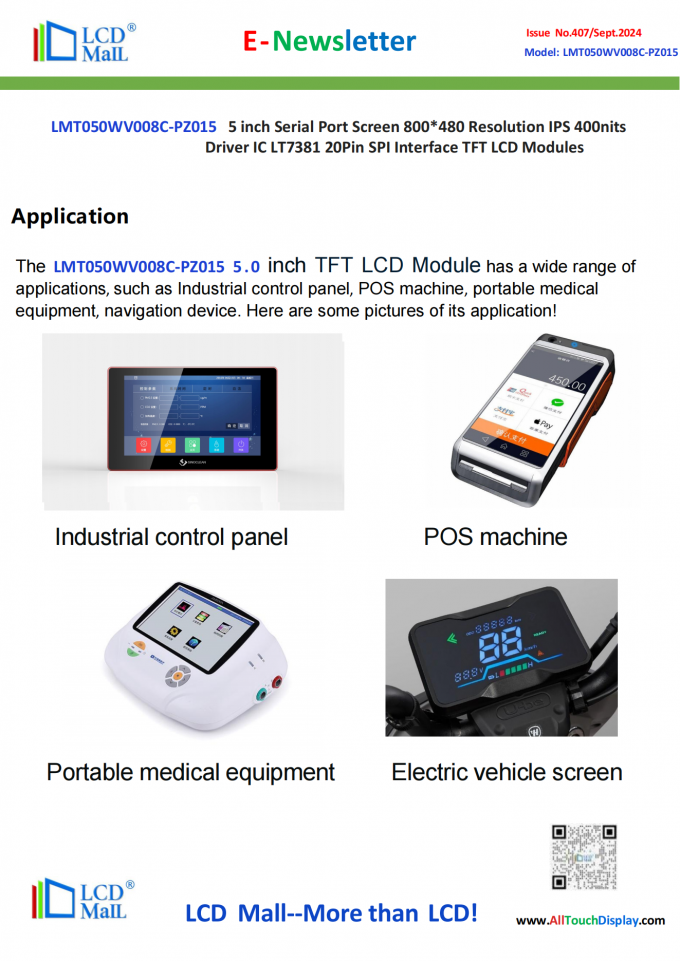 neueste Unternehmensnachrichten über Ausgabe Nr. 407 Newsletter_5.0 Zoll MT050WV008C-PZ015  2